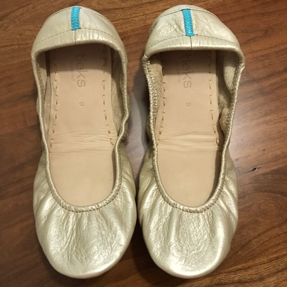 COPY - Tieks Metallic Champagne Ballet Flats.